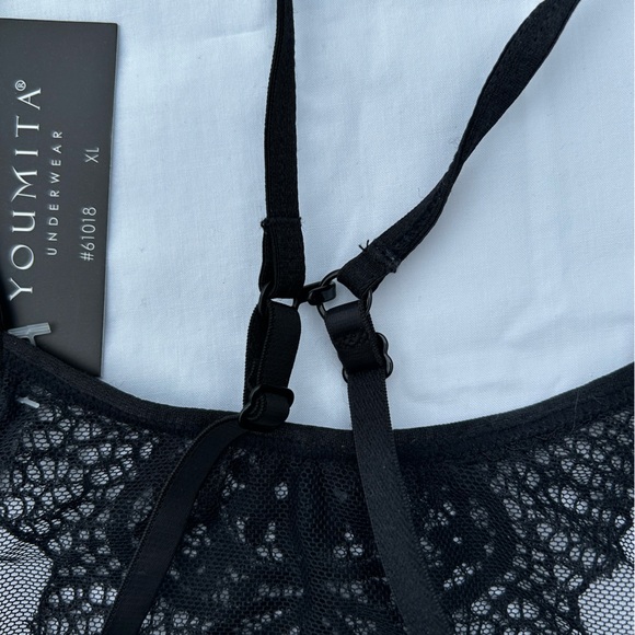 Youmita Sheer Lace High-neck Black Bralette XL - Picture 5 of 7